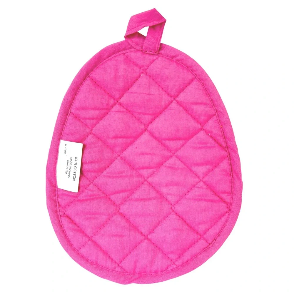 Easter Egg Potholder Pink Multicolor Chevron Egg Shaped Quilted‎ Cotton Hot Pad